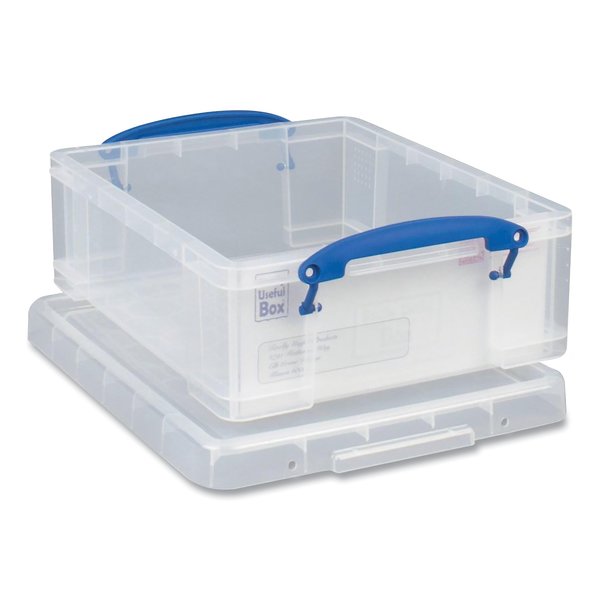 Really Useful Box Storage Bin, Plastic, Clear/Blue, 5 PK 8.1C-PK5CB